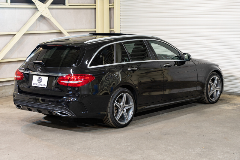 メルセデスベンツ Cクラス C220d ﾜｺﾞﾝ ﾛｰﾚｳｽED AMGﾗｲﾝ ﾚｰﾀﾞｰｾｰﾌﾃｨPKG　黒革 ｼｰﾄﾋｰﾀｰ 純正ﾅﾋﾞ ﾌﾙｾｸﾞTV BT Bｶﾒﾗ LEDﾍｯﾄﾞ ｴｱｻｽ 自動Rｹﾞｰﾄ AMGｴｱﾛ&18ｲﾝﾁAW　2年保証