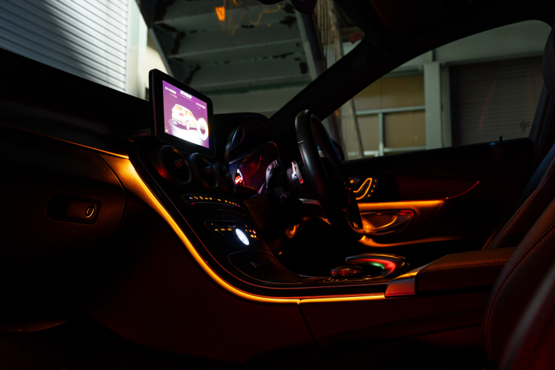 メルセデスベンツ Cクラス C220d ﾜｺﾞﾝ ﾛｰﾚｳｽED AMGﾗｲﾝ ﾚｰﾀﾞｰｾｰﾌﾃｨPKG　黒革 ｼｰﾄﾋｰﾀｰ 純正ﾅﾋﾞ ﾌﾙｾｸﾞTV BT Bｶﾒﾗ LEDﾍｯﾄﾞ ｴｱｻｽ 自動Rｹﾞｰﾄ AMGｴｱﾛ&18ｲﾝﾁAW　2年保証