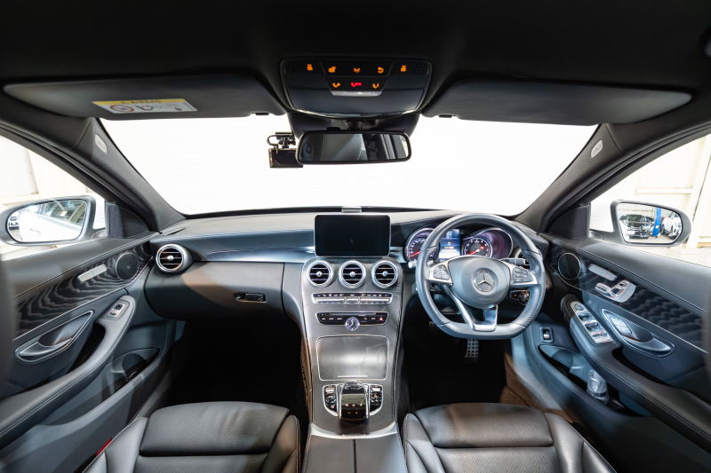 メルセデスベンツ Cクラス C200ﾜｺﾞﾝ ｽﾎﾟｰﾂ ﾚｰﾀﾞｰｾｰﾌﾃｨPKG　黒革 ｼｰﾄﾋｰﾀｰ HDDﾅﾋﾞ 純正ﾅﾋﾞ ﾌﾙｾｸﾞTV BT Bｶﾒﾗ LEDﾍｯﾄﾞ 自動Rｹﾞｰﾄ AMGｴｱﾛ&18ｲﾝﾁAW　2年保証付