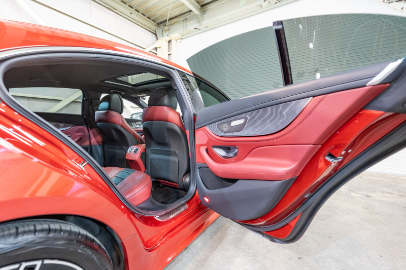 メルセデスベンツ CLS CLS450 4MATIC ｽﾎﾟｰﾂ ｴｸｽｸﾙｰｼﾌﾞ&ﾚｰﾀﾞｰｾｰﾌﾃｨPKG　ISG搭載 中期 ACC 黒赤ﾅｯﾊﾟ革 ﾋｰﾀｰ&ｸｰﾗｰ ﾀﾞｲﾅﾐｯｸｼｰﾄ SR 純正ﾅﾋﾞ ﾌﾙｾｸﾞTV CarPlay Buremester ﾘﾗｸｾﾞｰｼｮﾝ機能 AMGｴｱﾛ&19AW　2年保証付