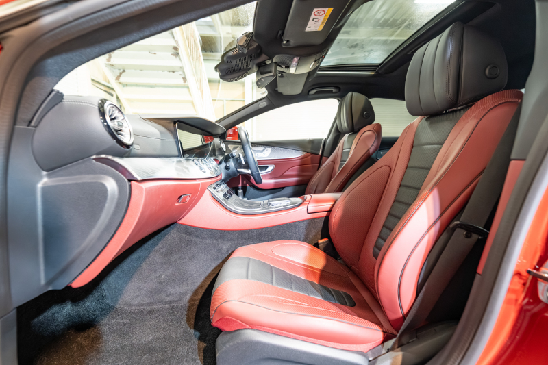 メルセデスベンツ CLS CLS450 4MATIC ｽﾎﾟｰﾂ ｴｸｽｸﾙｰｼﾌﾞ&ﾚｰﾀﾞｰｾｰﾌﾃｨPKG　ISG搭載 中期 ACC 黒赤ﾅｯﾊﾟ革 ﾋｰﾀｰ&ｸｰﾗｰ ﾀﾞｲﾅﾐｯｸｼｰﾄ SR 純正ﾅﾋﾞ ﾌﾙｾｸﾞTV CarPlay Buremester ﾘﾗｸｾﾞｰｼｮﾝ機能 AMGｴｱﾛ&19AW　2年保証付