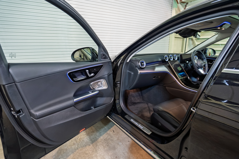 メルセデスベンツ Cクラス C220d 4MATIC ｵｰﾙﾃﾚｲﾝ ﾚｻﾞｰEX&ﾚｰﾀﾞｰP　ACC Pｽﾀ ECO 黒革 ﾊﾟﾉﾗﾏR HDDﾅﾋﾞ 360ｶﾒﾗ Carplay Brumesterｻｳﾝﾄﾞ 純正18ｲﾝﾁAW LKA LCA 2年保証付
